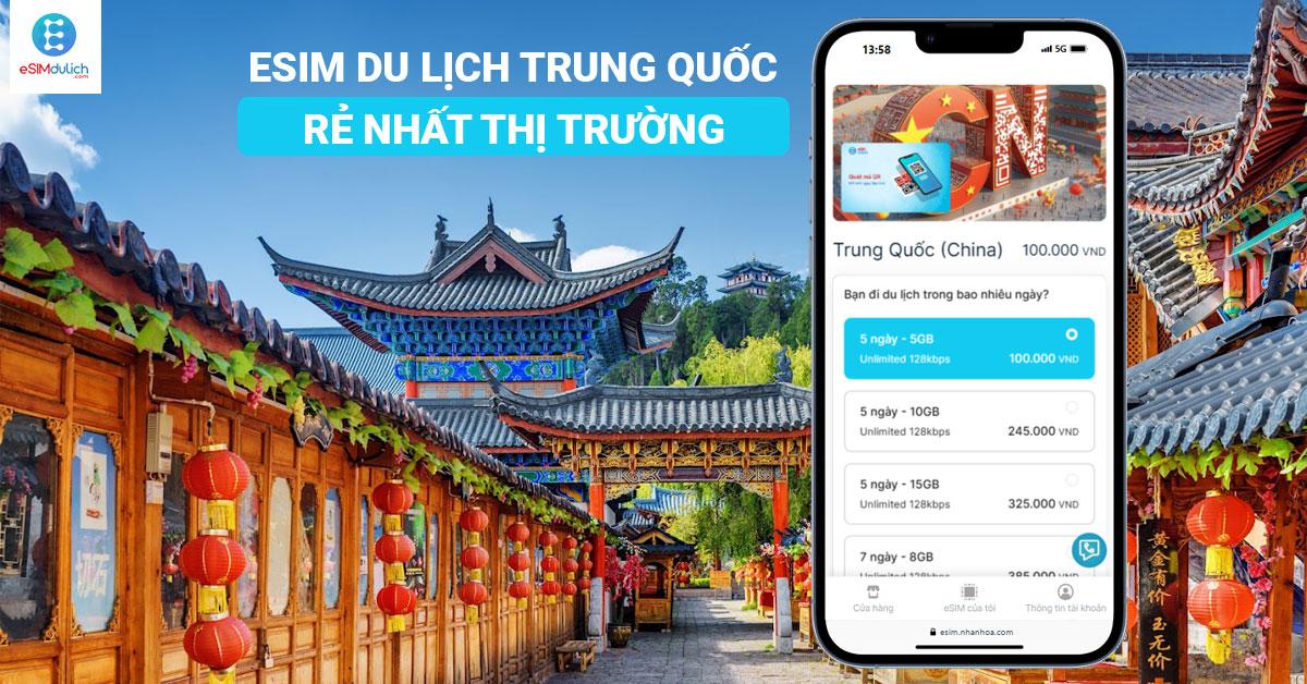 eSIM du lịch Trung Quốc tiết kiệm, không lo phí chuyển vùng
