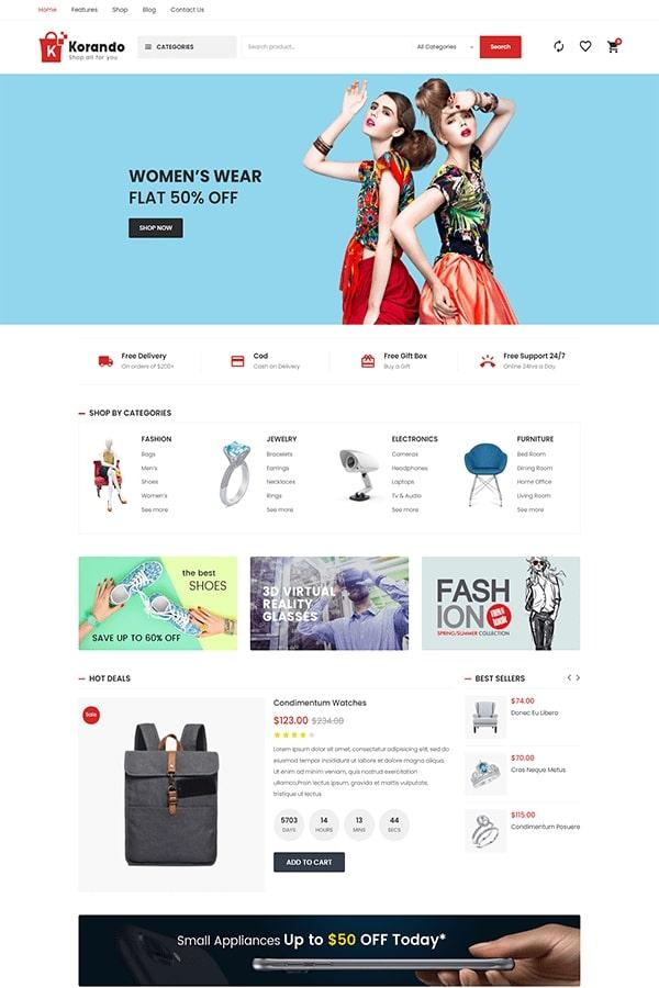 Korando - Mẫu Website cửa hàng Công nghệ, Nội thất