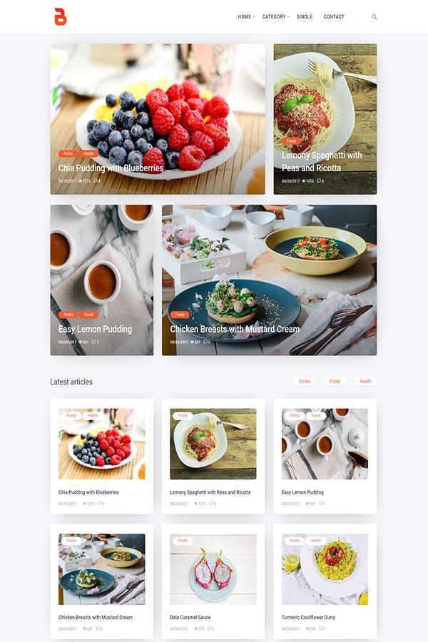 Bizi - Mẫu Website Blog về Ẩm thực