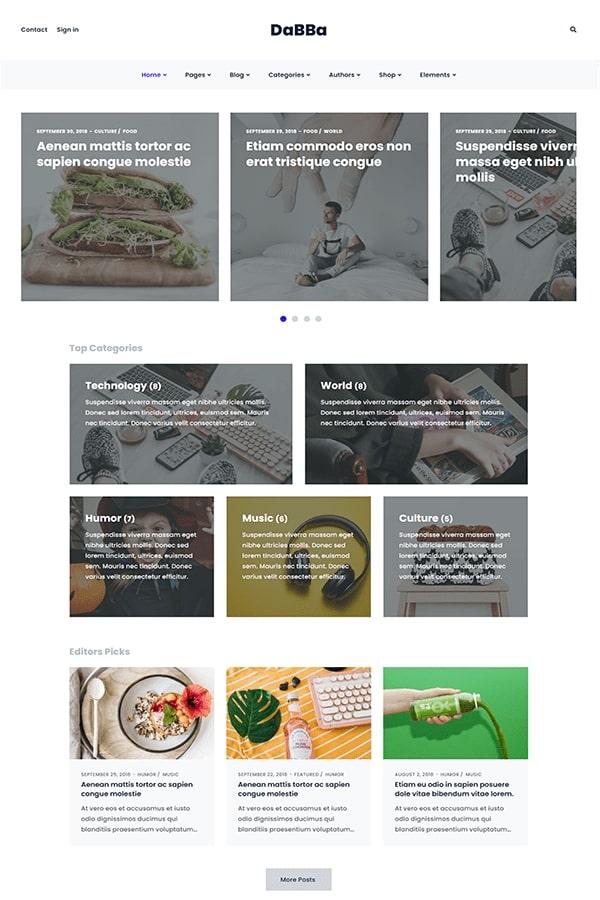 Dabba – Mẫu Website Blog & Shop