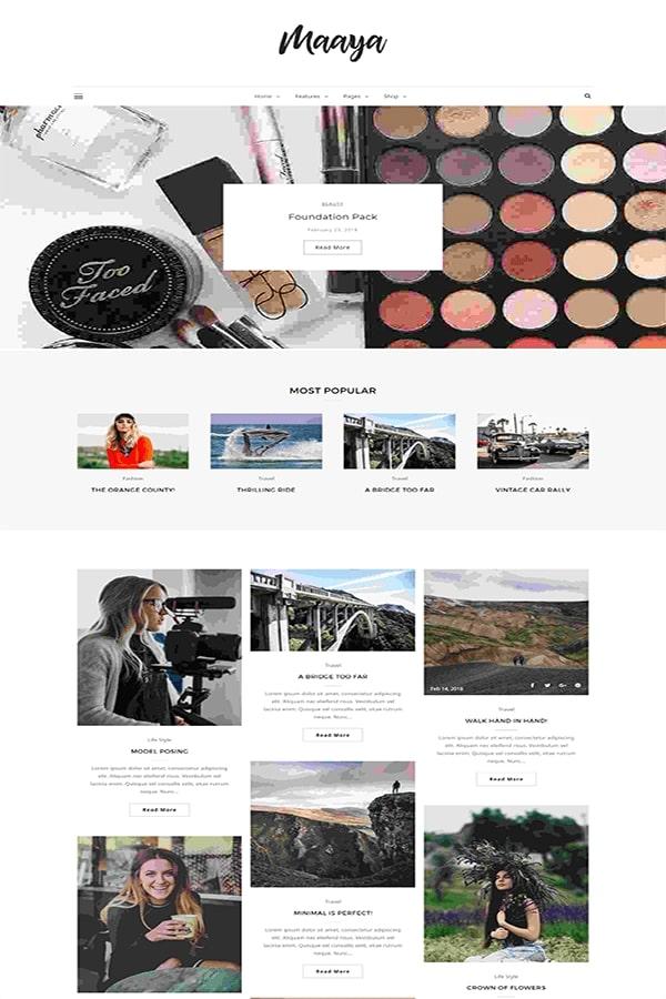 Maaya Blog - Mẫu Website Blog du lịch, cá nhân