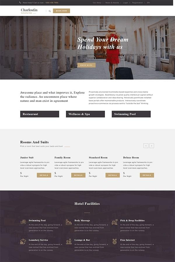 Charlostin - Mẫu Website đặt phòng Khách sạn & Resort