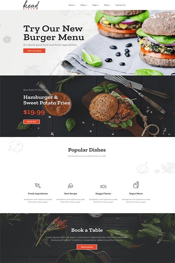 Koad - Mẫu Website nhà hàng hiện đại