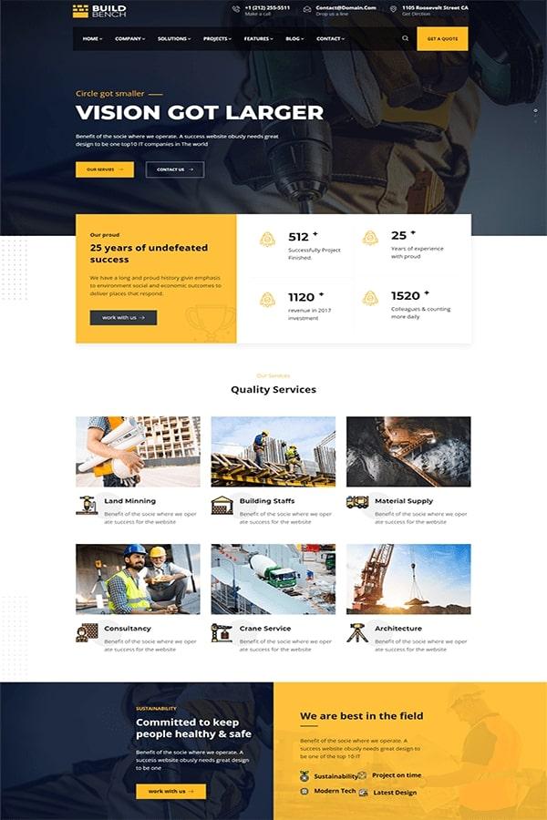 Buildbench - Mẫu Website xây dựng công trình