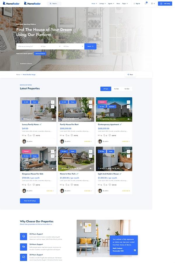HomeRadar - Mẫu Website Dự án bất động sản
