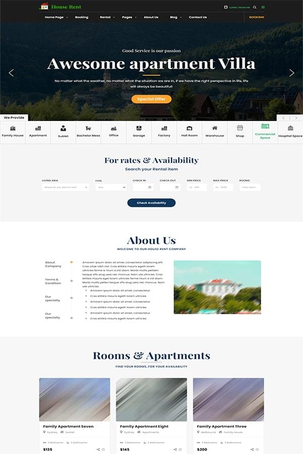 HouseRent - Mẫu Website Bất Động Sản Đẹp