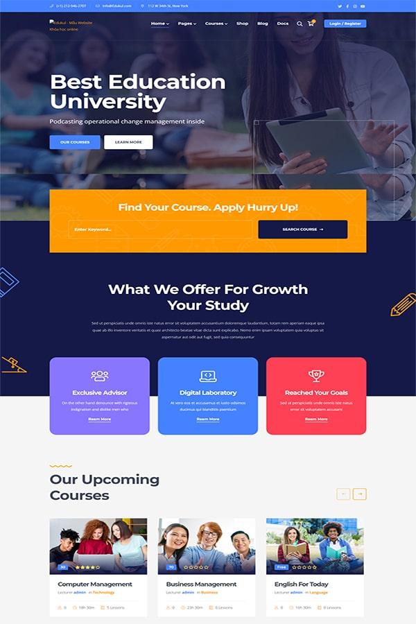 Edukul - Mẫu Website Khóa học online