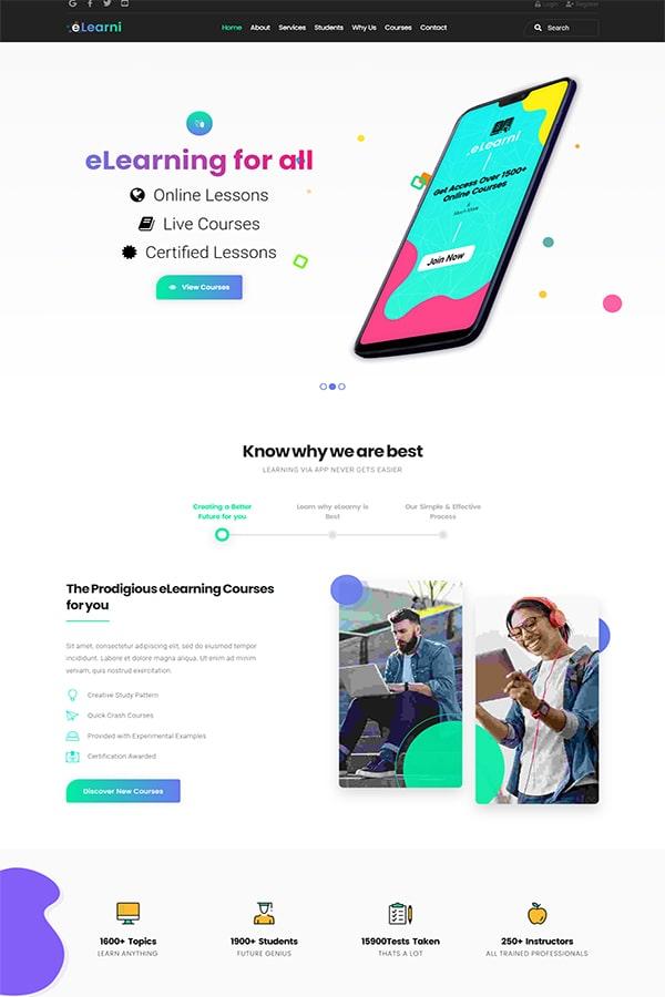 eLearni - Mẫu Website Khóa học trực tuyến