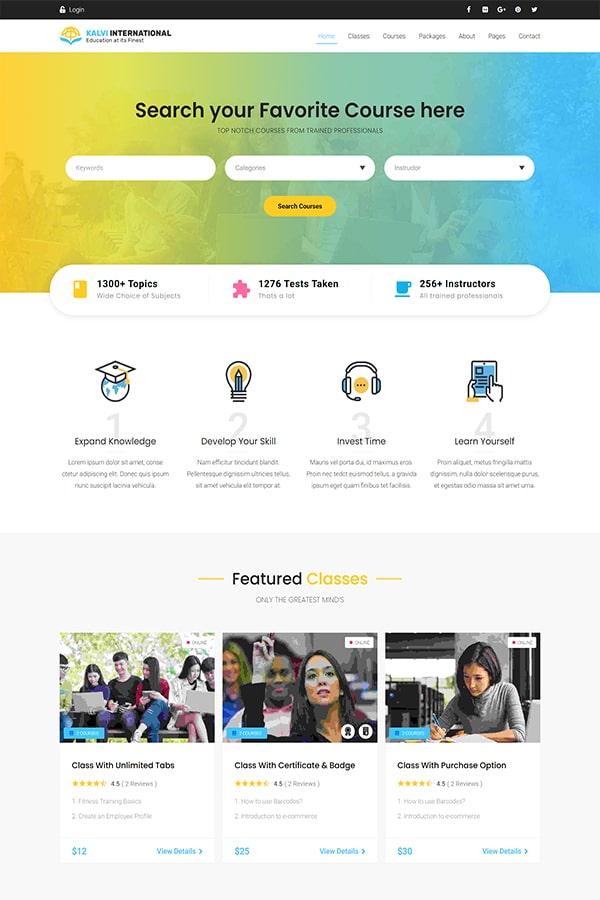 Kalvi Education - mẫu Website Khóa học online hiện đại