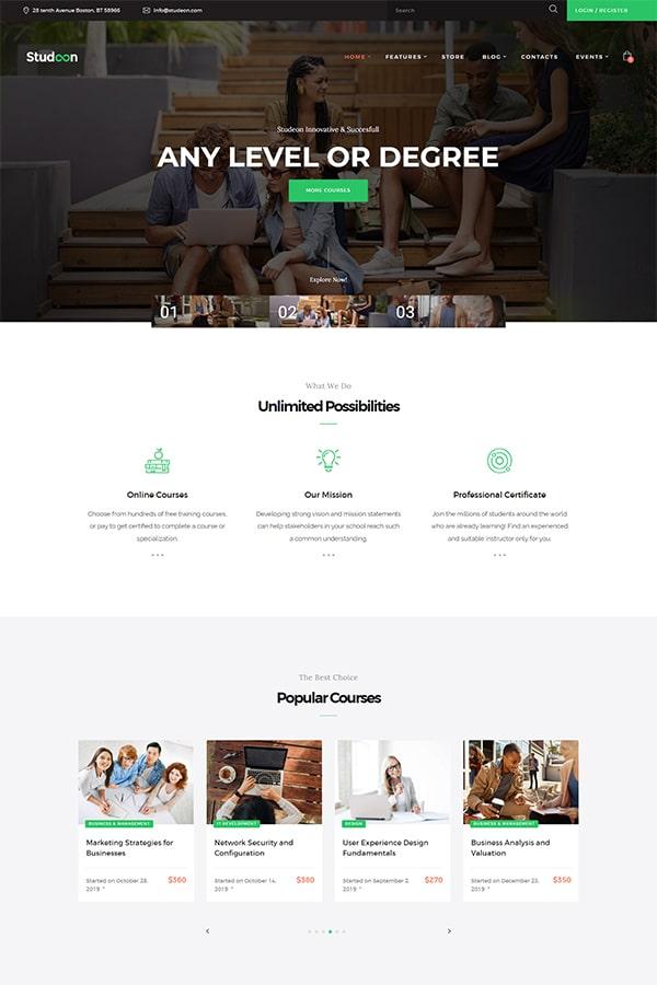 Studeon - Mẫu Website bán khóa học online