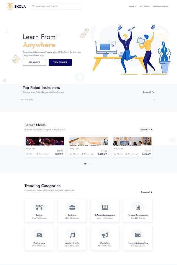 Skola - Mẫu Website Khóa học Online LMS