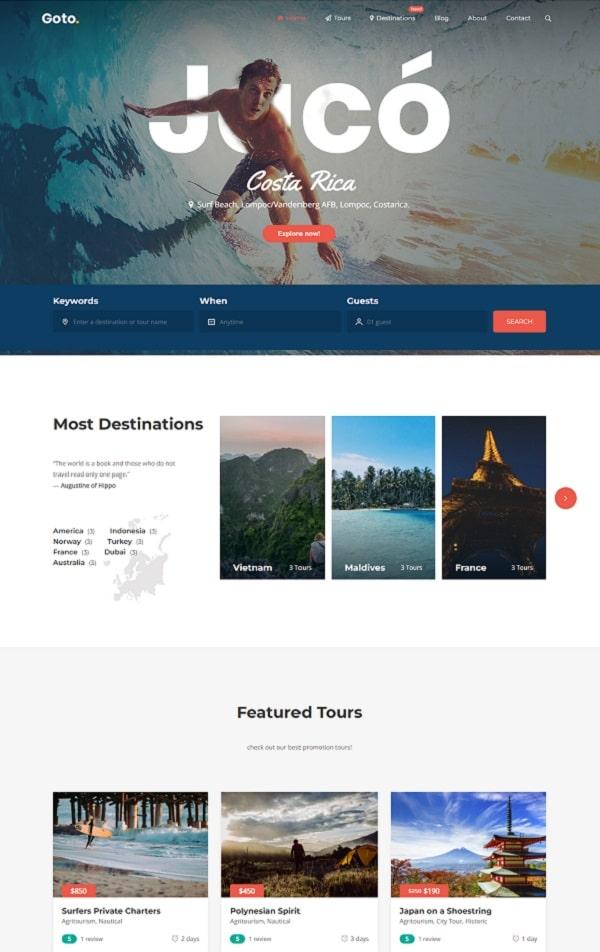 Goto - Tour & Travel WordPress Theme
