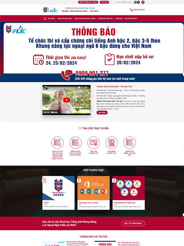 Mẫu thiết kế website trung tâm ngoại ngữ tin học 
