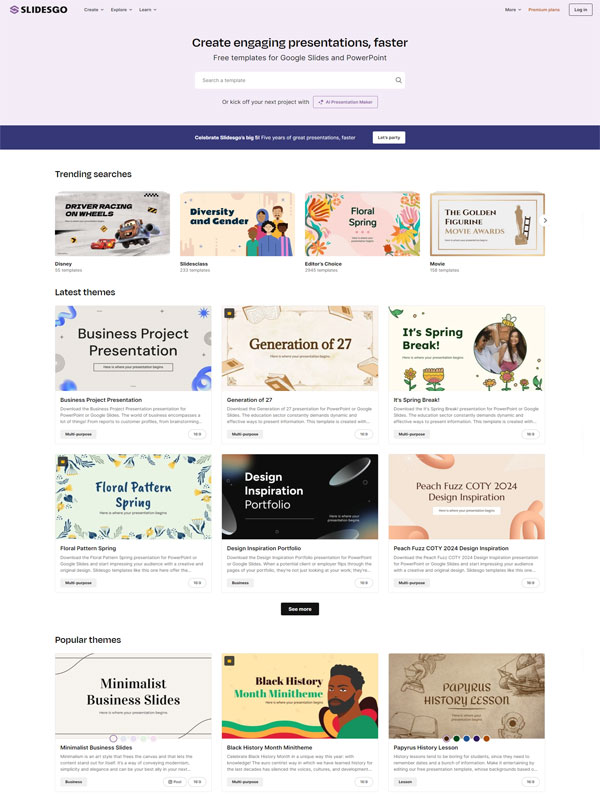 Mẫu thiết kế website làm slide thuyết trình 