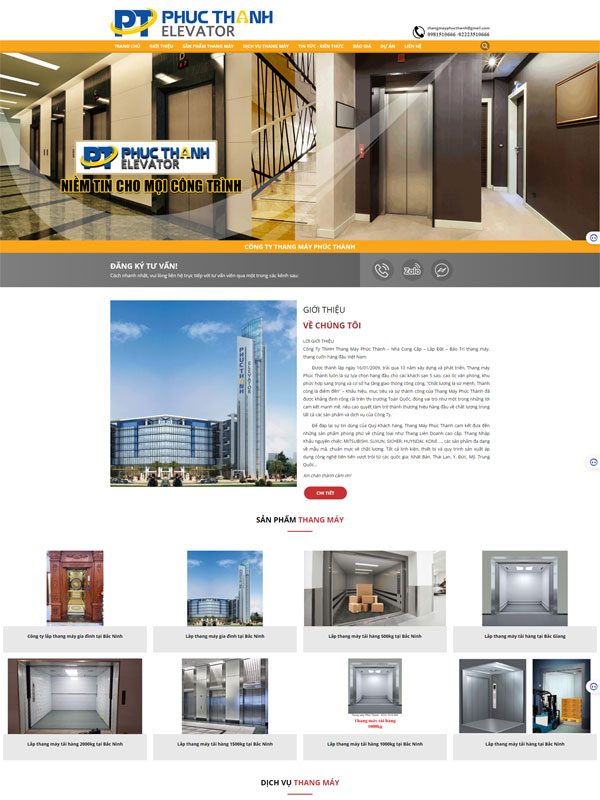 Mẫu website lắp đặt thang máy 