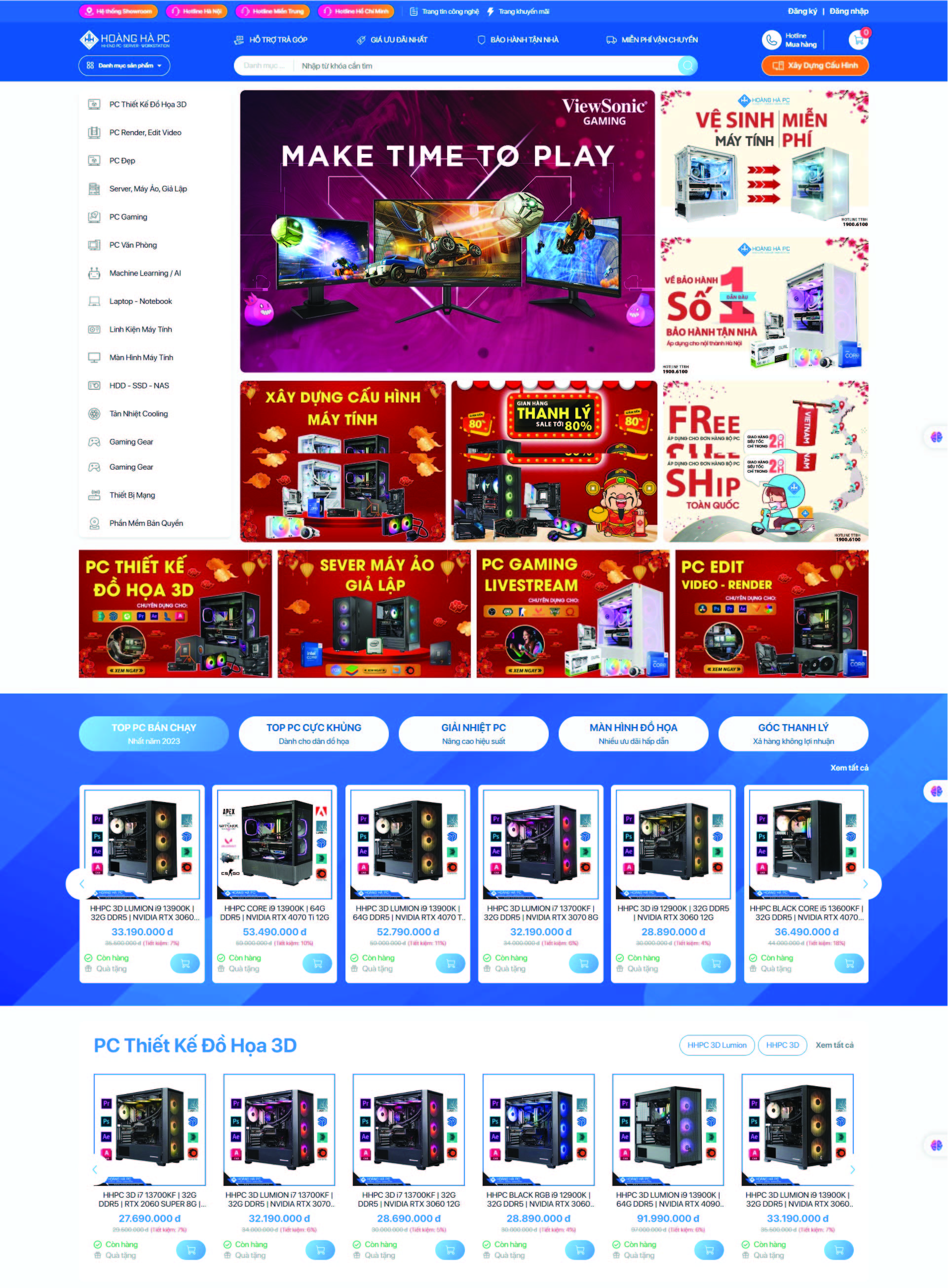 Mẫu website bán linh kiện máy tính hoanghapc.vn