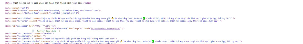 kiểm tra meta keywords bằng view page source