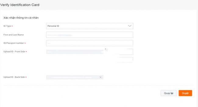 Upload các giấy tờ cần thiết