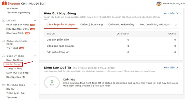 Hồ sơ shop