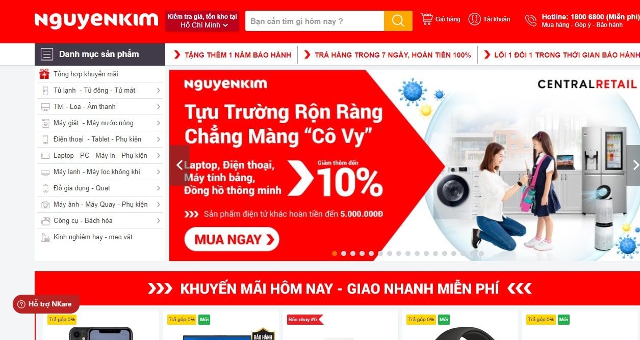 Giao diện web nguyenkim