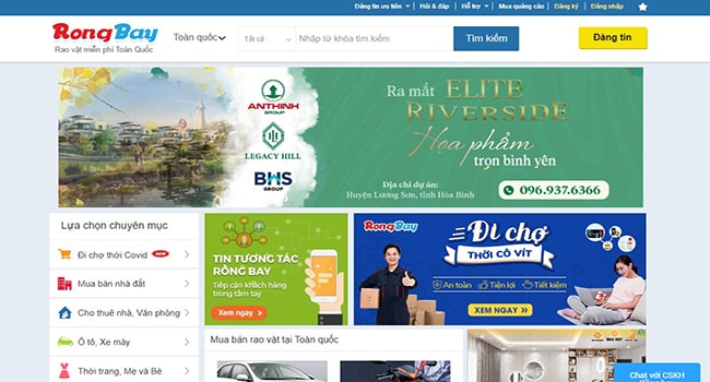Giao diện web Rồng bay