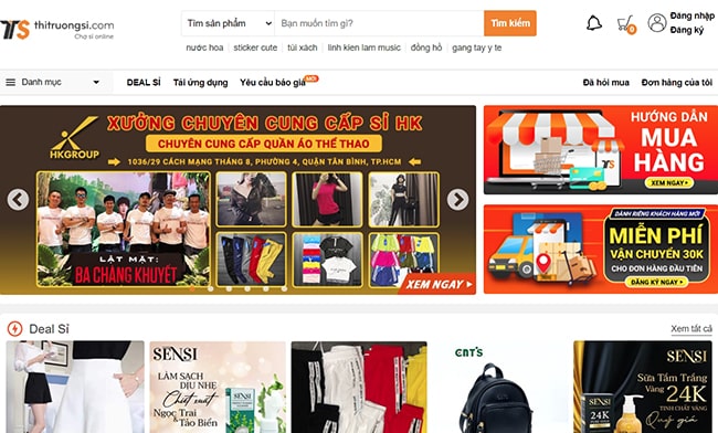Trang web bán hàng giá sỉ Thị trường sỉ
