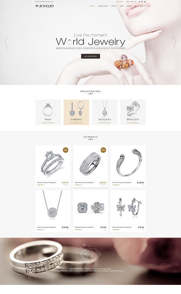 Thiết kế website trang sức sang trọng - chuyên nghiệp