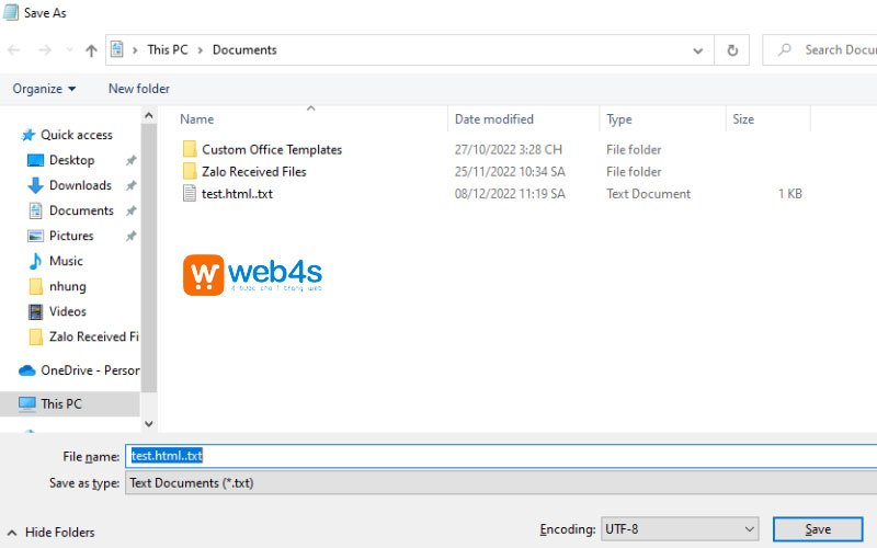 Lưu file HTML