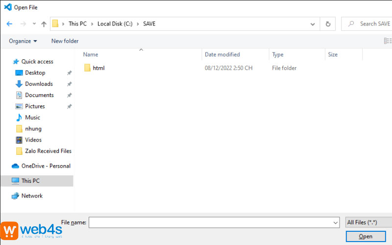 UP file html lên Visual Studio Code