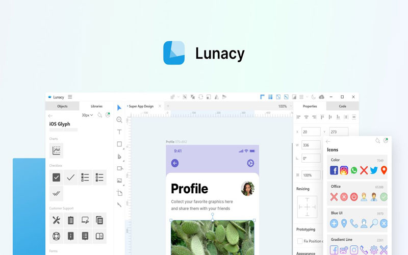 Phần mềm thiết kế giao diện website Lunacy