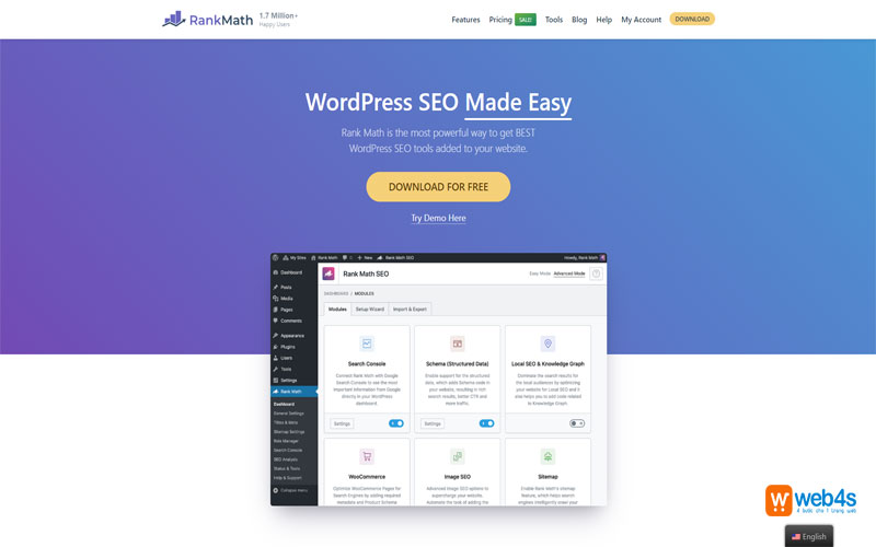 Plugin tăng lượng truy cập wordpress rank math