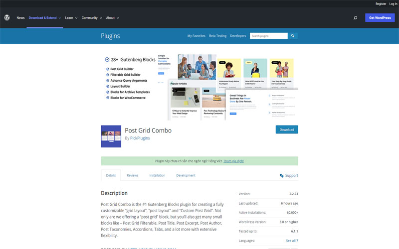 Plugin hiển thị bài viết Wordpress Post Grid