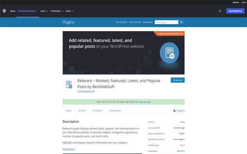 Plugin hiển thị bài viết Wordpress Relevant