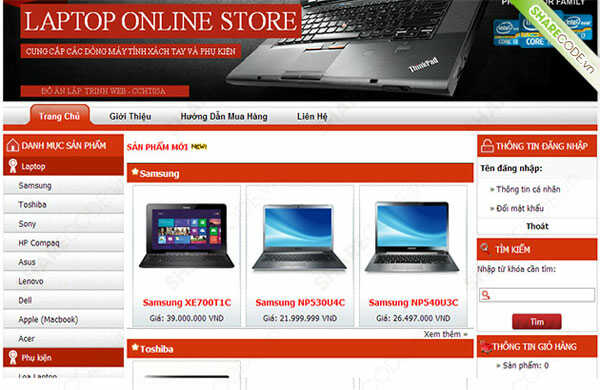 mẫu mua bán laptop hiện đại