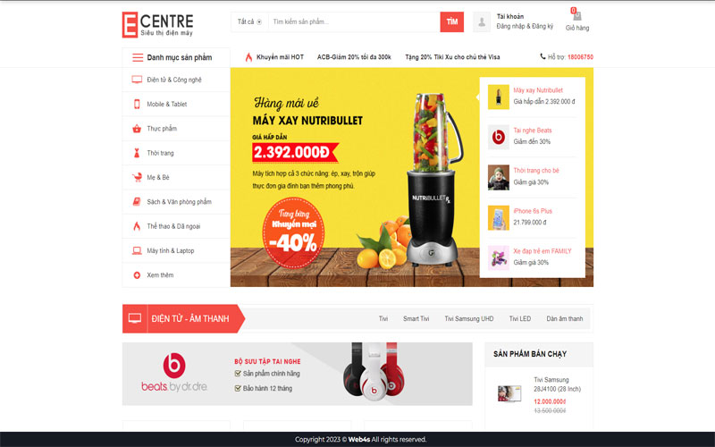 Mẫu thiết kế website điện máy