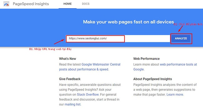 Nhập URL của trang web