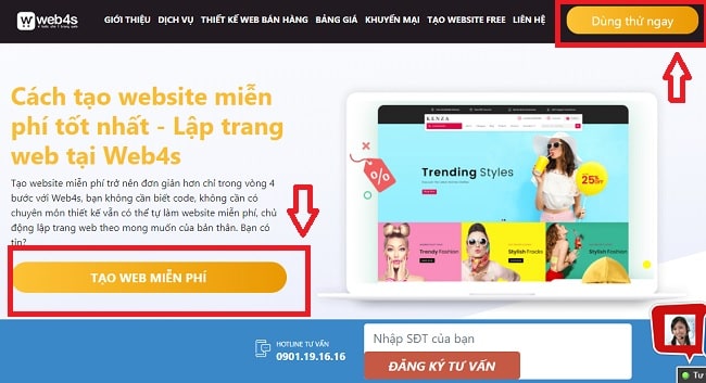 Tạo website nhanh chóng, dùng thử 15 ngày