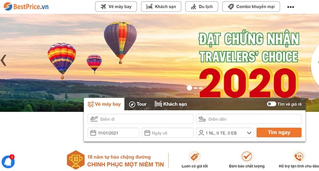Trang web đặt vé máy bay giá rẻ Bestprice