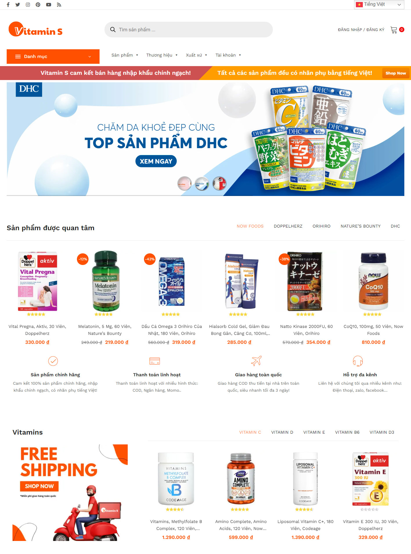Mẫu website bán thực phẩm chức năng