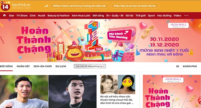 Trang web tin tức Kenh14.vn
