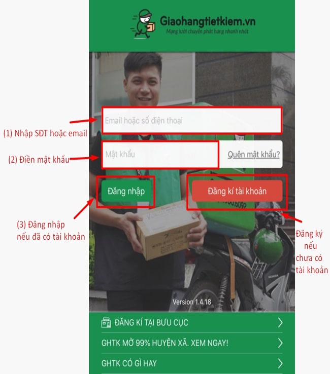 Giao diện trang chủ Giao hàng tiết kiệm