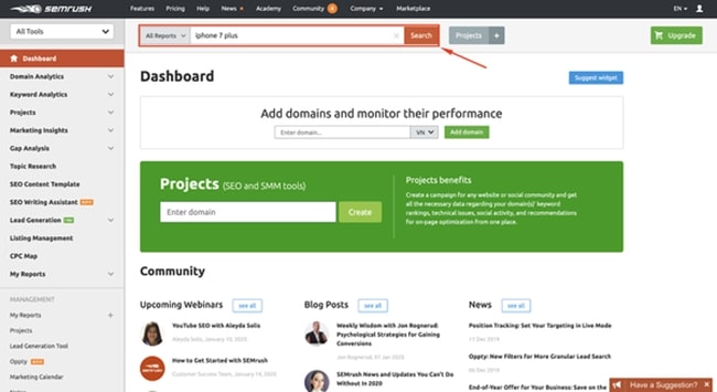 Công cụ nghiên cứu từ khóa SEMRush