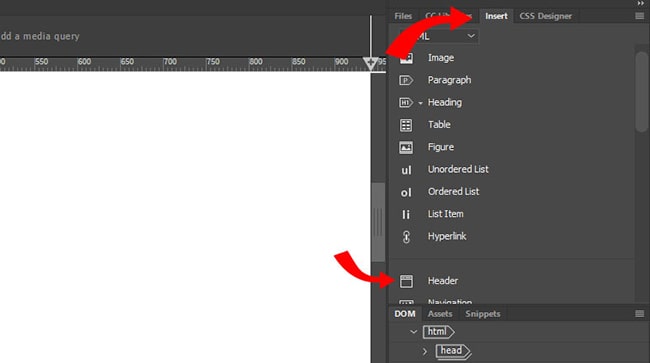 Tạo tiêu đề thiết kế web với dreamweaver cs6