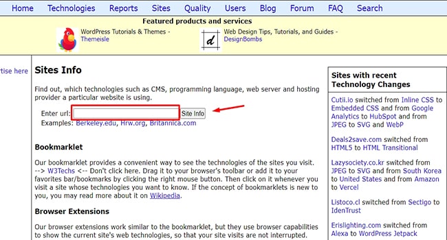 Cách kiểm tra website bằng W3Techs
