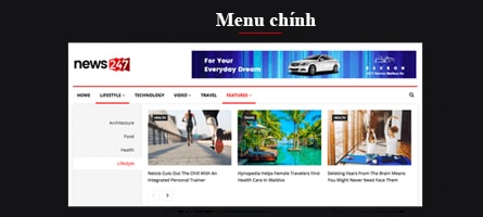 Menu thiết kế website tin tức