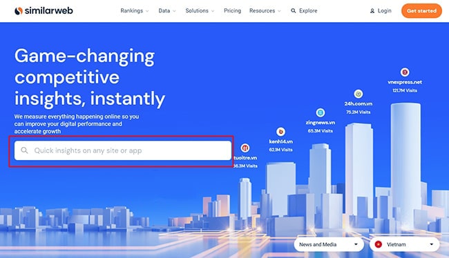 Kiểm tra lượt view website với Similarweb