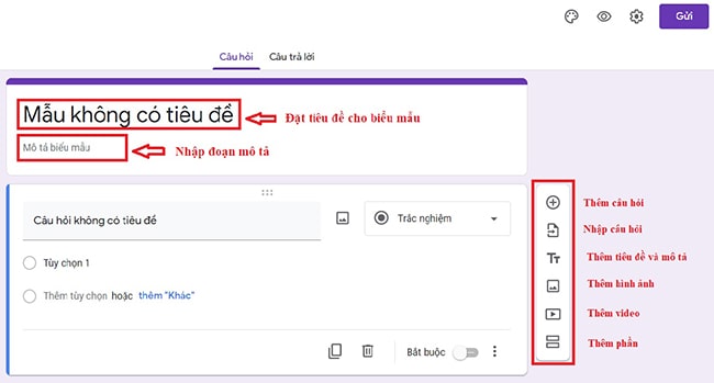 Cách thêm trường nhập liệu Google Form