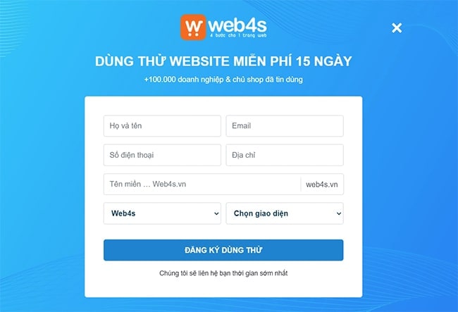 Hướng dẫn đăng ký dùng thử miễn phí Web4s