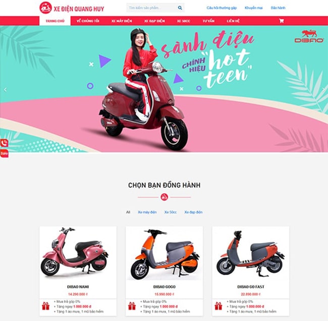 Mẫu thiết kế web xe đạp điện 1