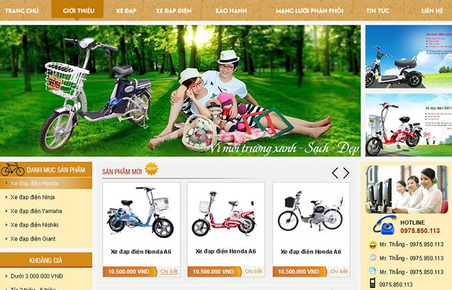 Mẫu thiết kế web xe đạp điện 3